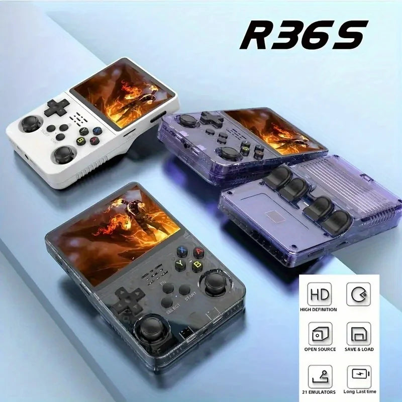 Open Source R36S Retro Handheld Video Game Console Linux System 3.5 Inch IPS Screen Portable Pocket Video Player R35S 64GB Games